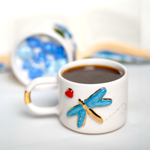 Yusufçuk & Dragonfly Temalı 24K Altın Süslemeli Seramik Mug